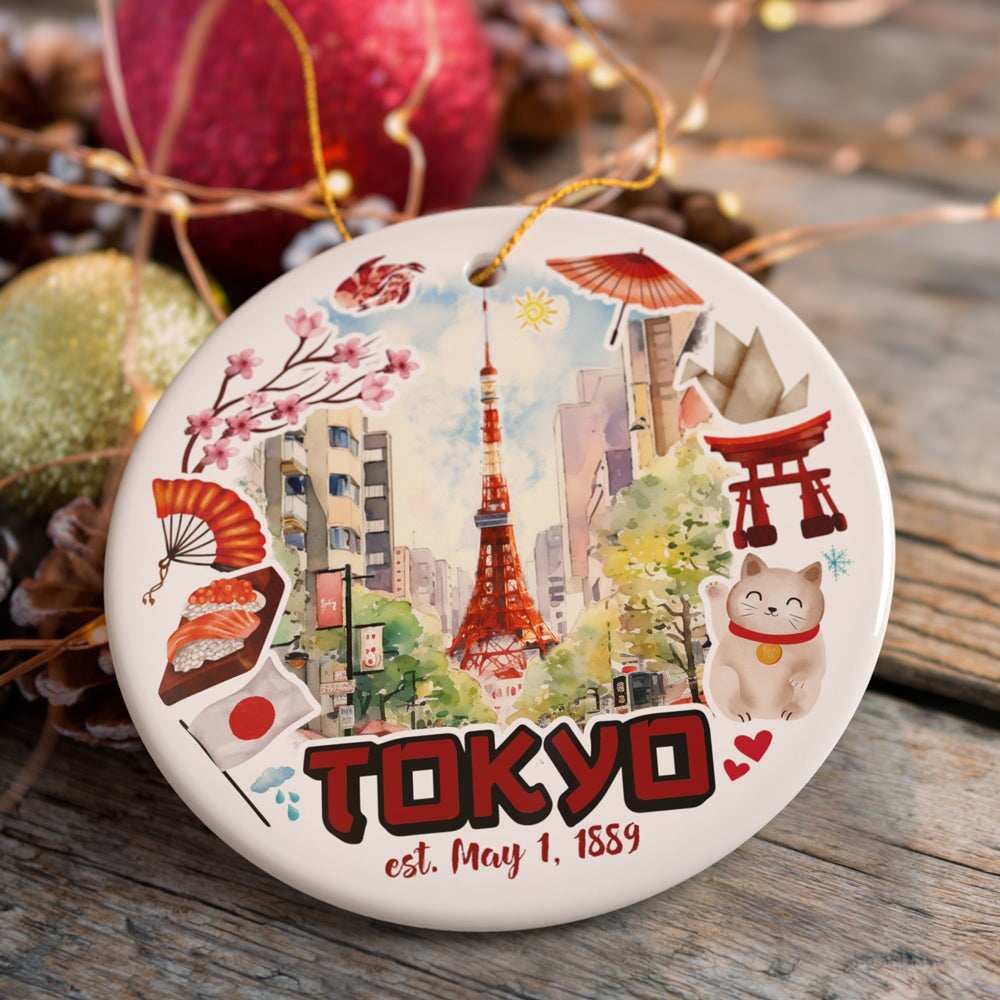 Artistic Tokyo Cultural Heritage Ornament, Japanese Style Timeless Zen Keepsake