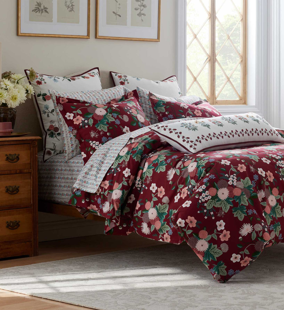 Embroidered Pillow Cover - Dahlia Ivory