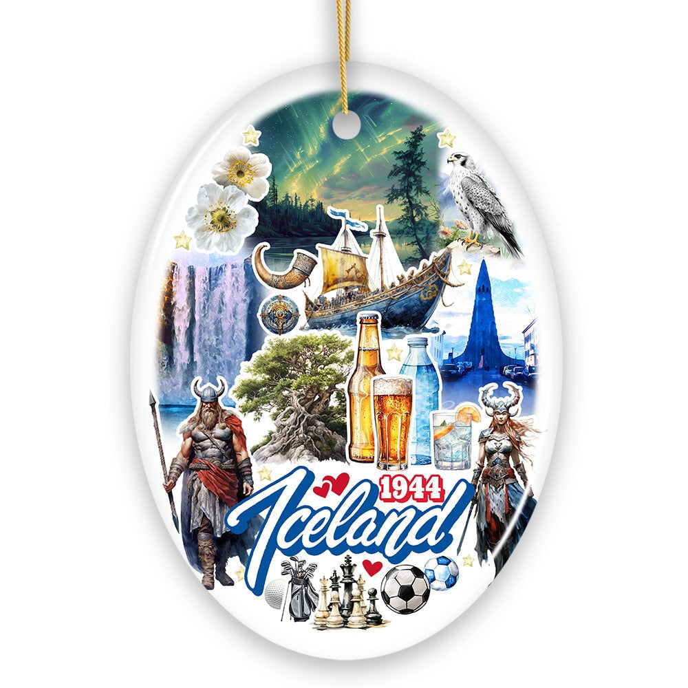 Artistically Majestic Iceland Landmarks Ornament, Cultural Norse and Viking Christmas Gift and Reykjavik Souvenir