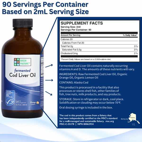 Azure Green Pasture Fermented Cod Liver Oil 6.1oz