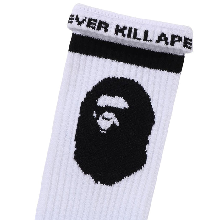 BAPE APE HEAD LINE SOCKS M WHITE