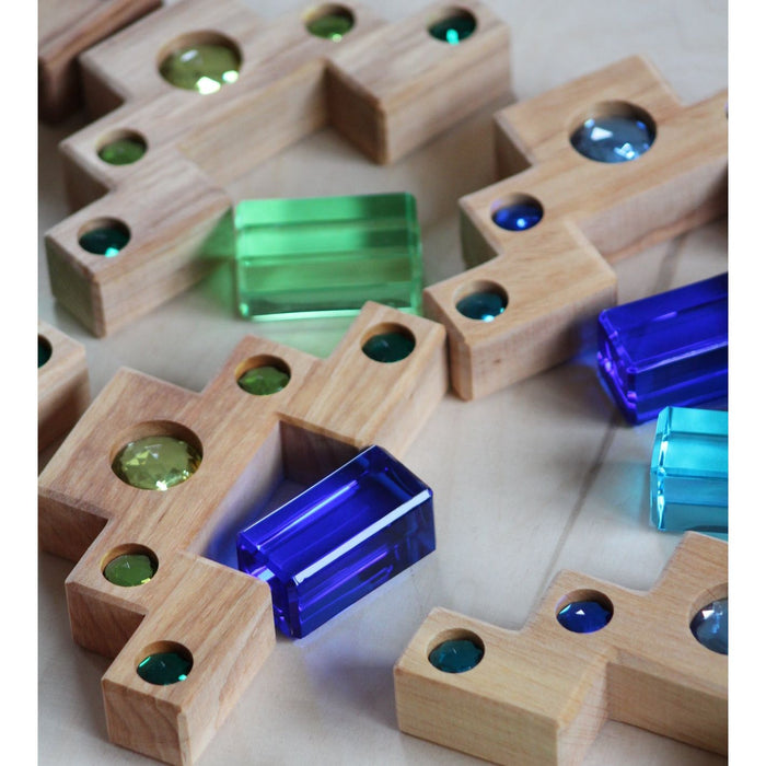 Bauspiel | Colored Gems Staircase With Lucite Blocks 16pcs