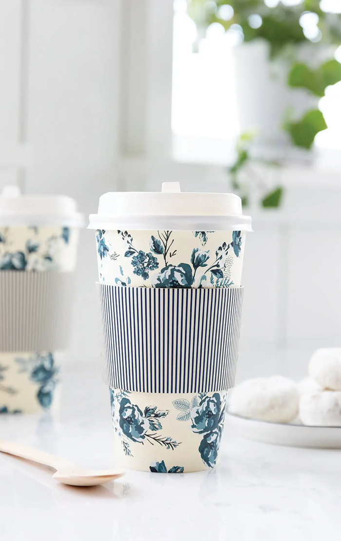 Blue Floral To-Go Cups (8 ct)