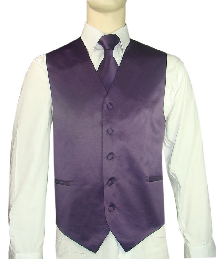 BQ Deep Purple Men's Satin Solid Vest-10BB