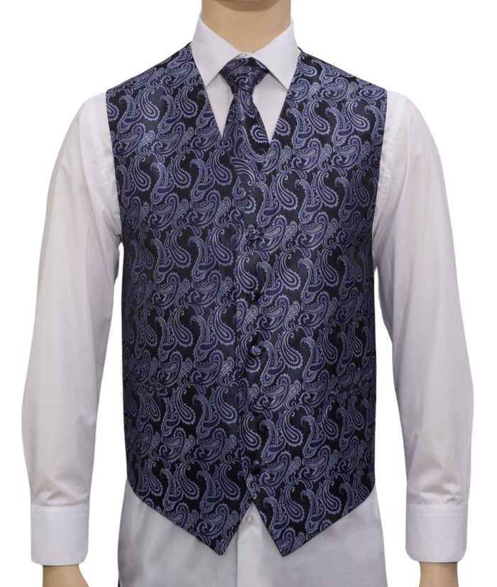 BQ Men's Dark Purple Microfiber Paisley Vest-20P