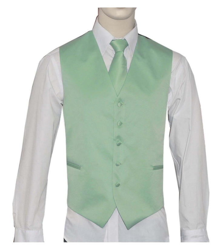BQ Mint Green Men's Satin Solid Vest-10HH