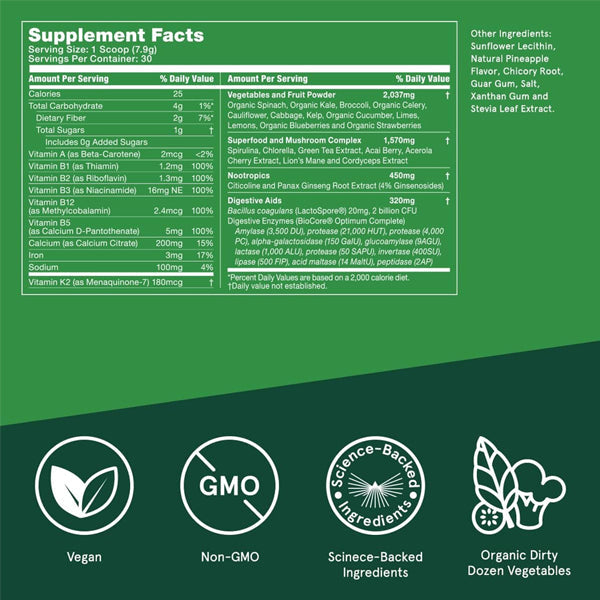 Bulletproof Daily Greens Superfood 30 Servings