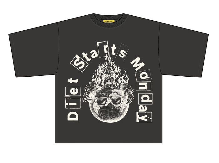 Diet Starts Monday Worlds Burning Tee - Vintage Black