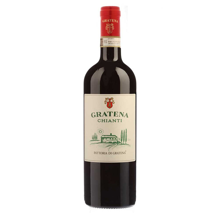 Chianti 2022 wine bottle with red foil cap and front label