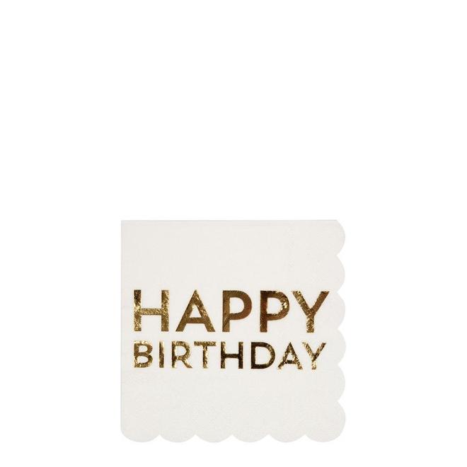 Gold Happy Birthday Beverage Napkins