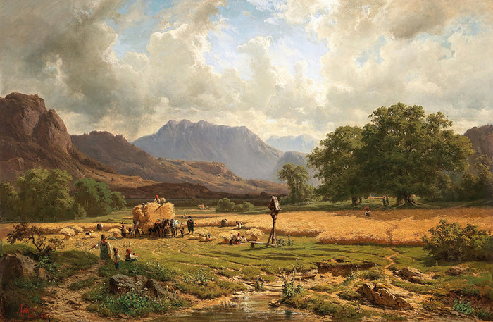 Grain Harvest in the Mountain by Adolf Heinrich Lier - Art Print - Zapista