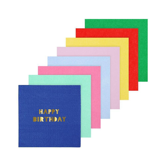 Happy Birthday Multi Color Beverage Napkins