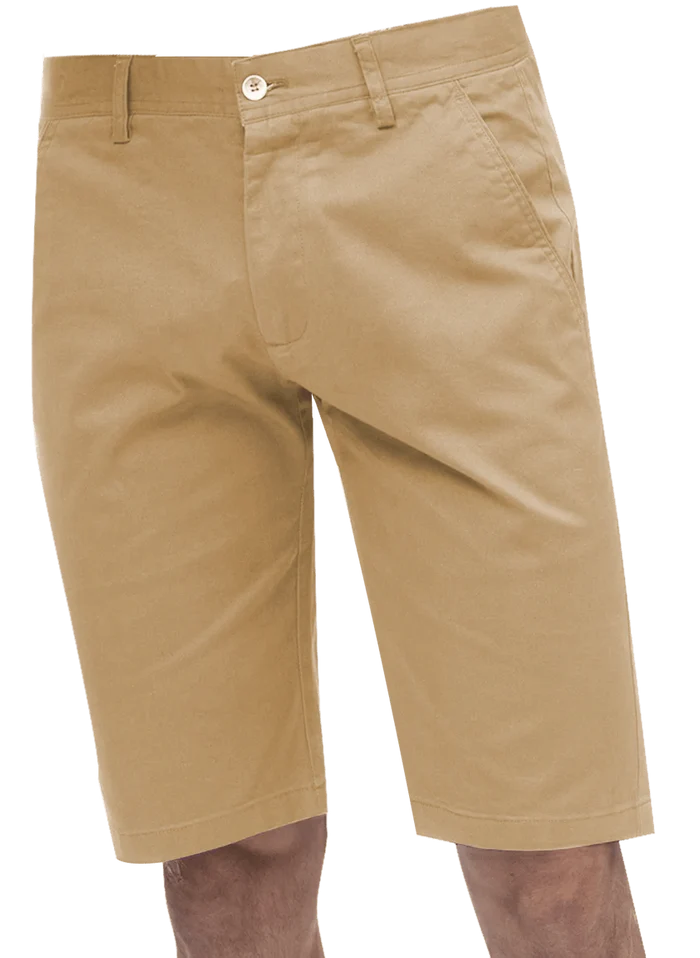 Kent Park PANTS Kent & Park Mens Solid Khaki Tan Classic Fit Flat Front Shorts
