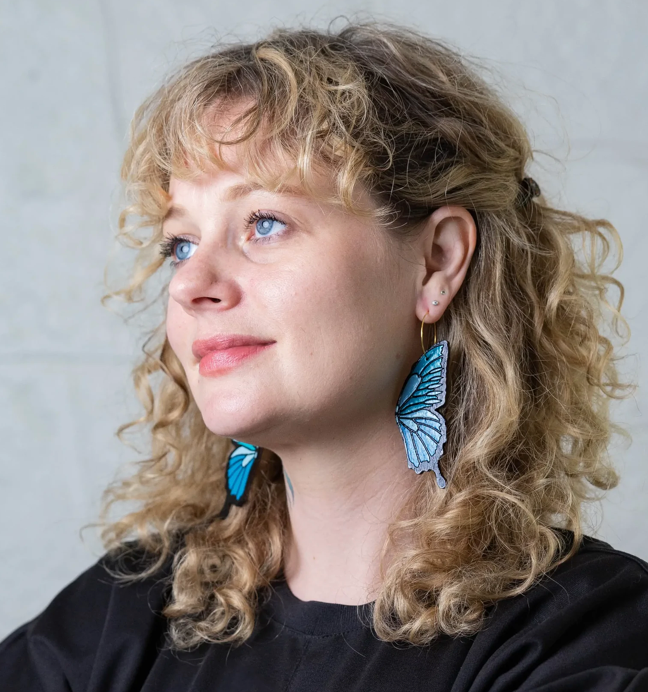 Le Chic Miami - Blue Butterfly Hoop Earrings