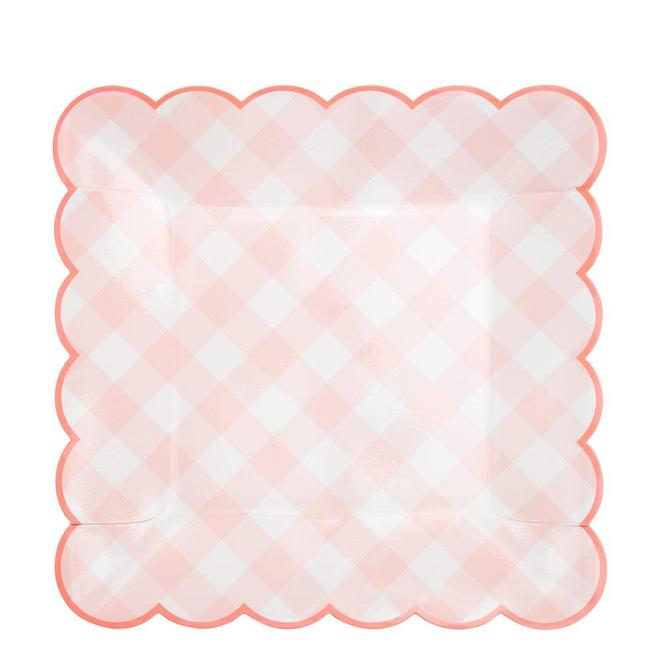 Light Pink Check Large Plates