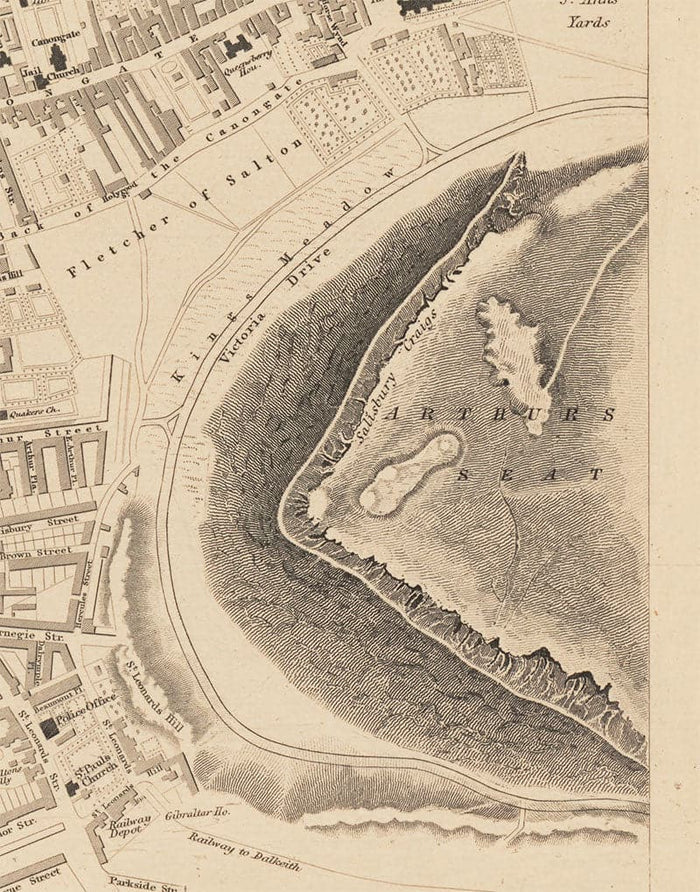 Old Map of Edinburgh, Scotland in 1853 by WB Clarke and George Cox - Waverley, Old Town, New Town, Castle, Railway, Arthurs Seat