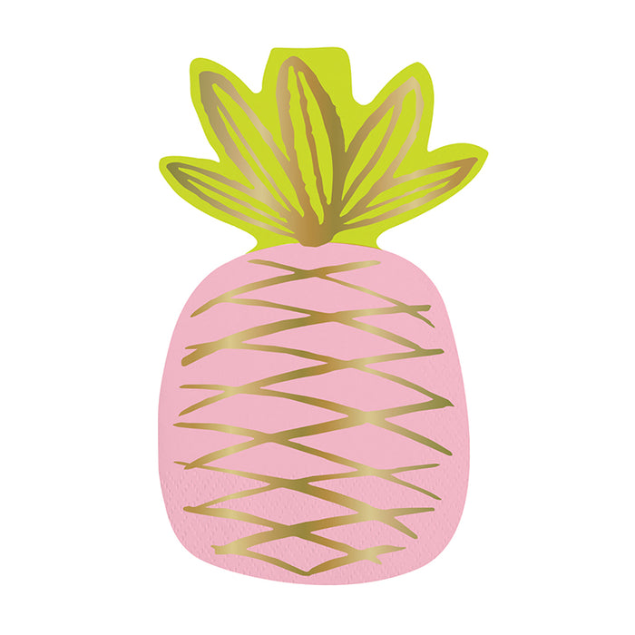 Pineapple Shape Pink Beverage Napkin