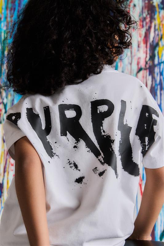Purple Brand For Kids - Kids' Painted Wordmark Tee White