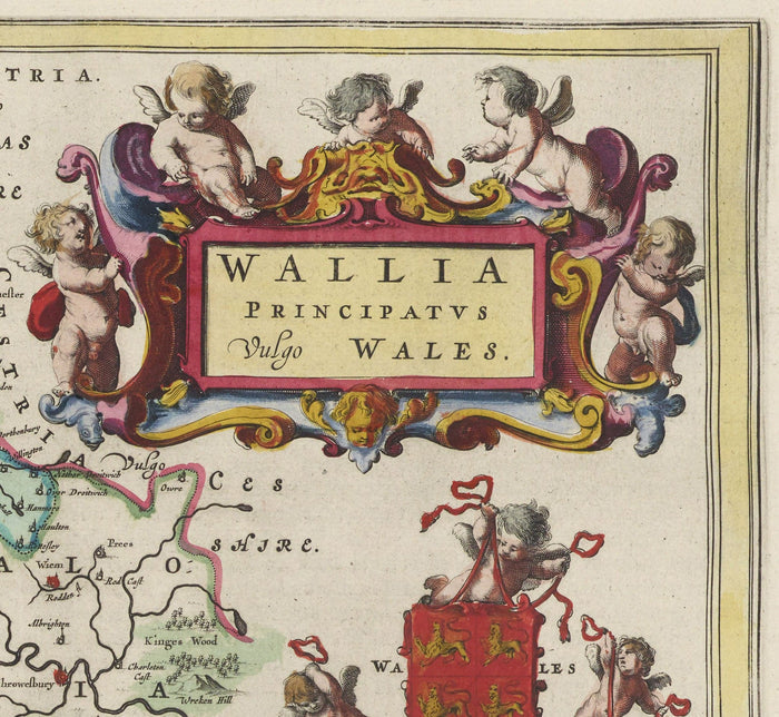 Rare Old Map of Wales by Jean Blaeu, 1645 - from the Theatrum Orbis Terrarum Sive Atlas Novus