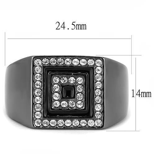 TK3220 - IP Light Black (IP Gun) Stainless Steel Ring with Top Grade Crystal in Clear