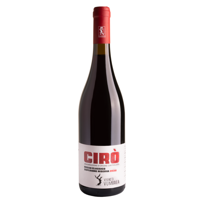 Vumbaca Ciro Rosso Classico Riserva 2022 wine bottle with red foil cap