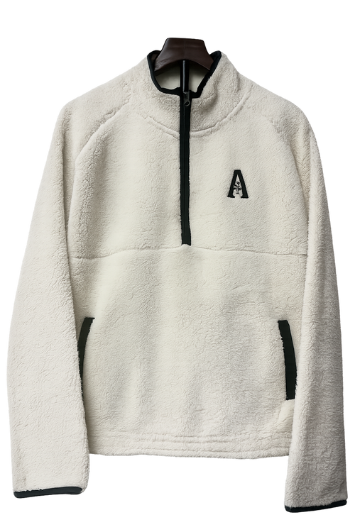 1/2-Zip Natural Fleece w/Black A & Piping