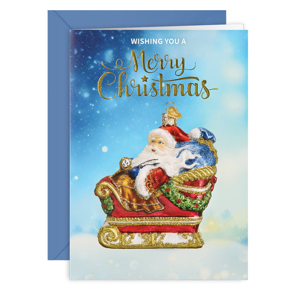 Santa In Sleigh Christmas Card