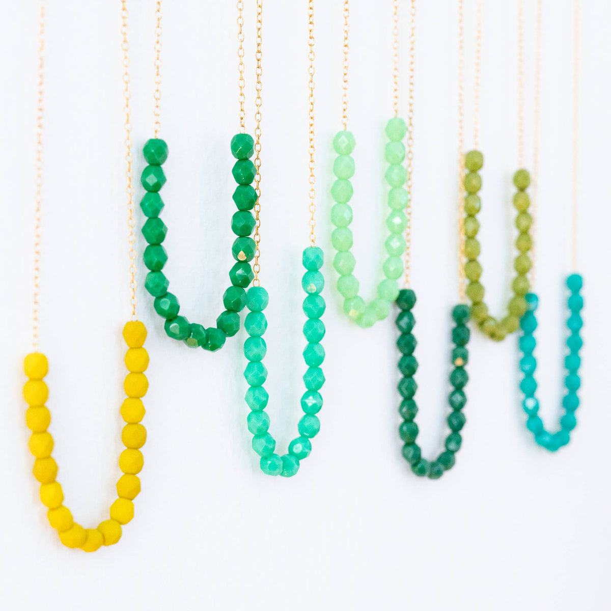 Colorful Glass Bead Necklace,  Layering necklace