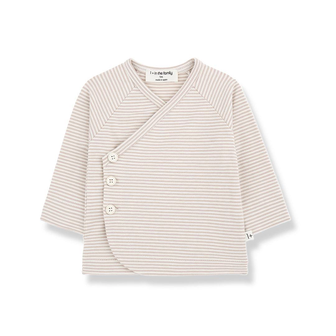 1+ In The Family Idara Long Sleeve Newborn Shirt - Beige