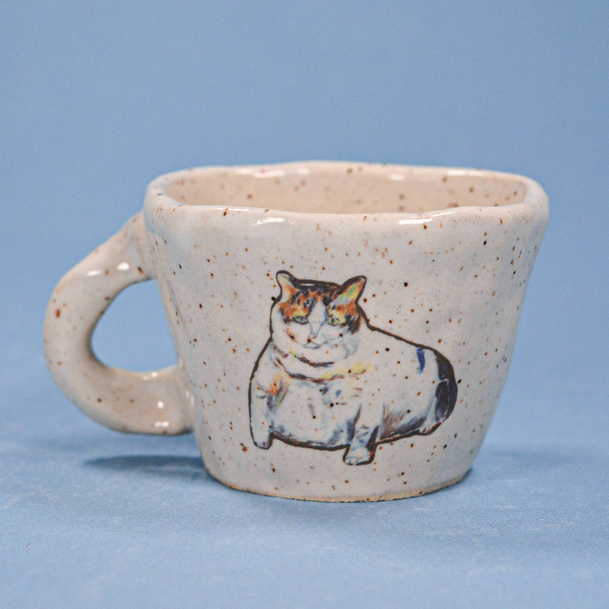 Chonky Cat-Handmade Speckled Ceramic Espresso Cup -  2-4 oz.