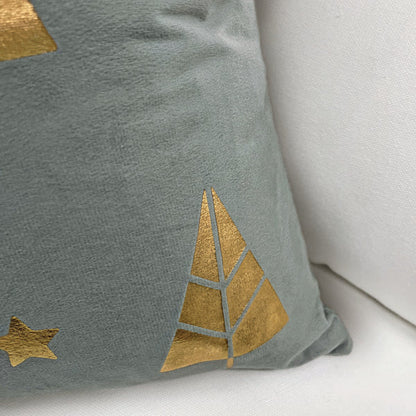 18" Gold Tree Motif Square Pillow