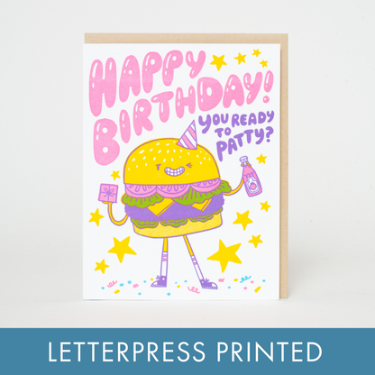 Birthday Burger Letterpress Card
