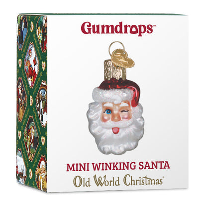 Mini Winking Santa Ornament