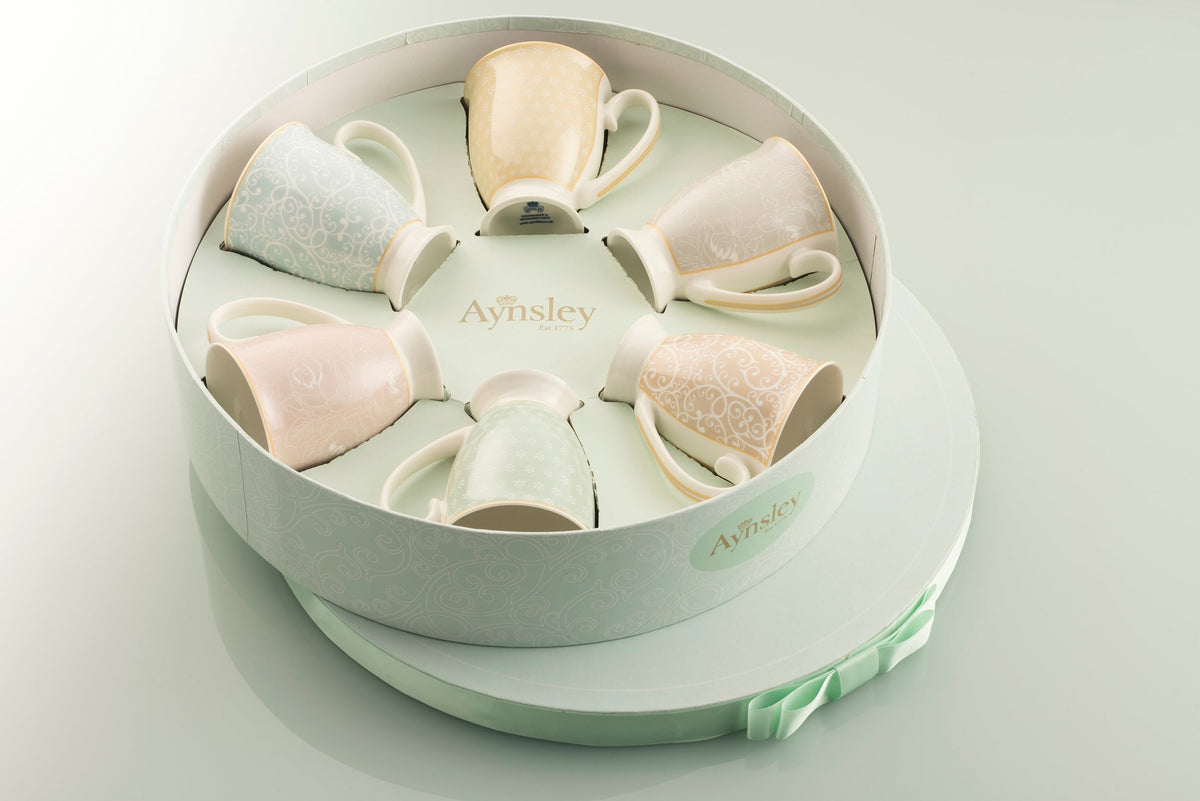 Aynsley Laurette Mug Set of 6 in Hat Box
