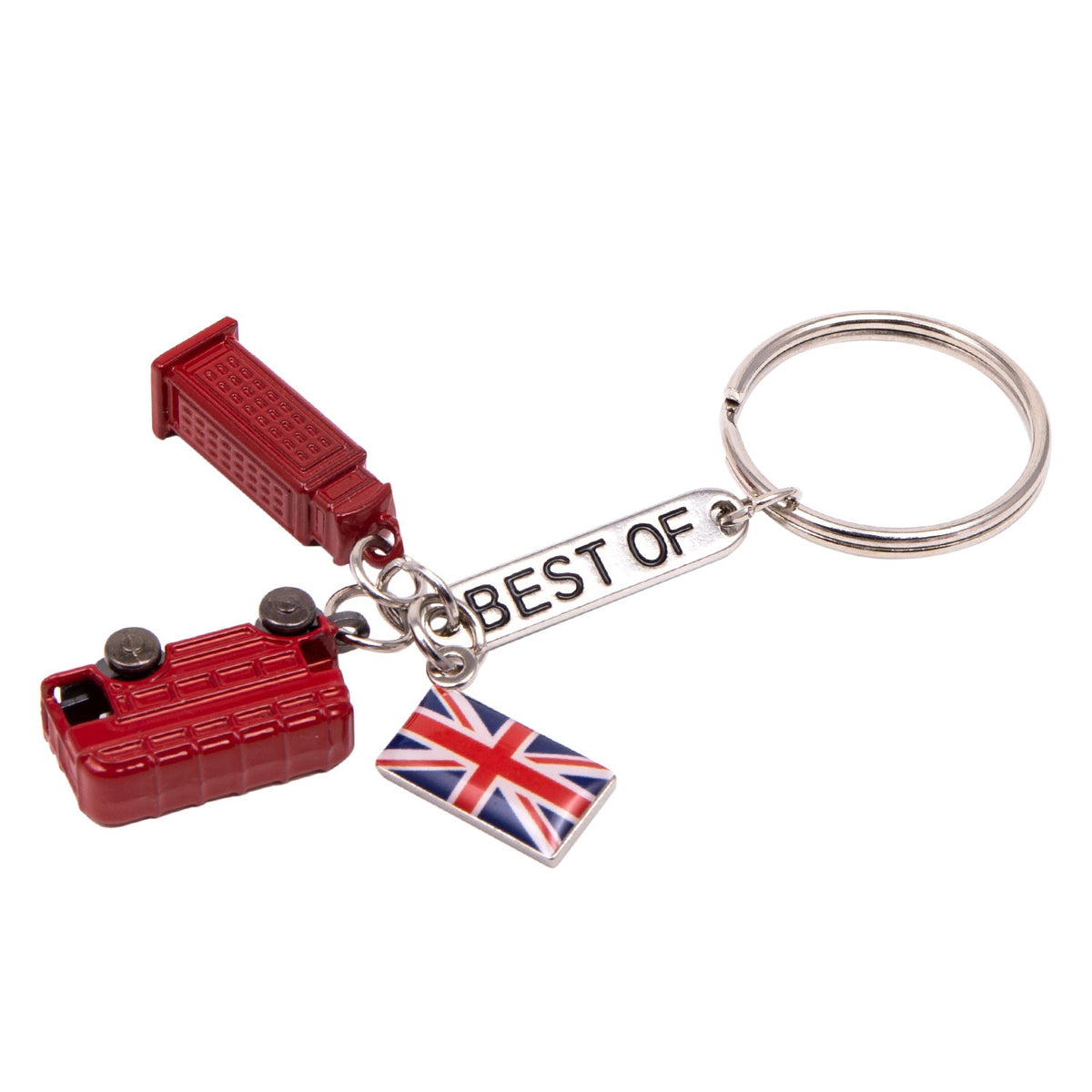 London Bus, Telephone Box & Union Jack Die-Cast Keyring
