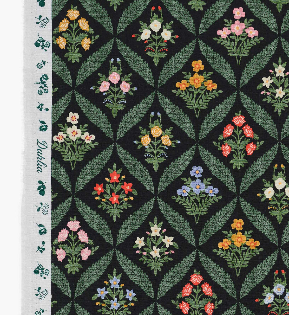 Estee Garden Canvas Fabric - Black Multi