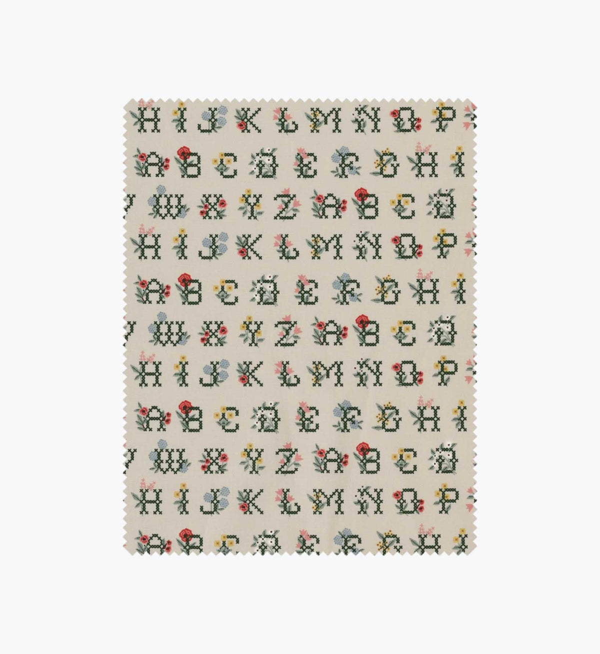 Cross Stitch Letters Cotton Fabric - Linen