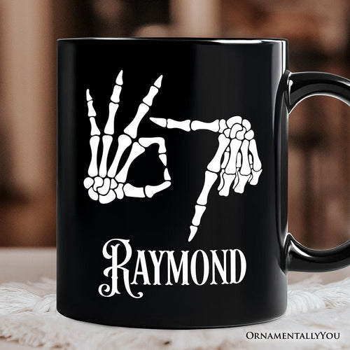 67 Skeleton Hands Personalized Mug, Six Seven Funny Meme Gift with Custom Name