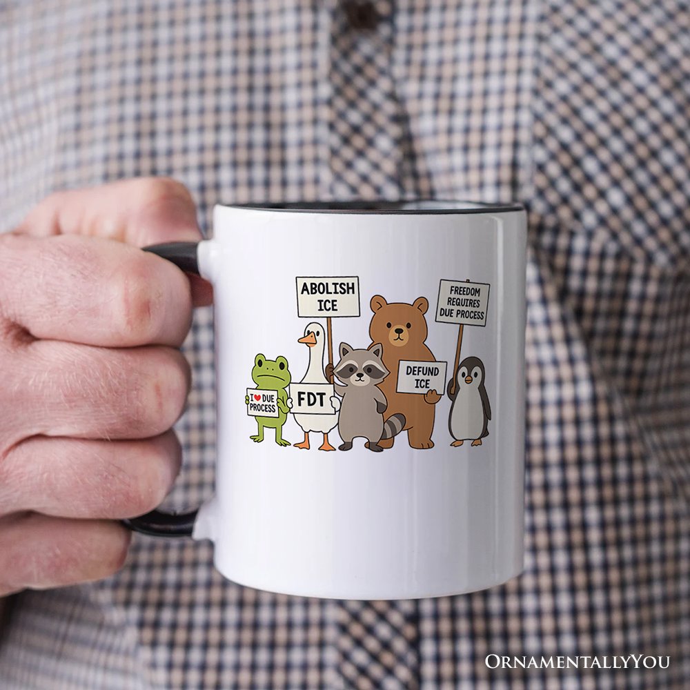 Abolish ICE Animals Protest Personalized Mug, Cute Activist Gift with Custom Name