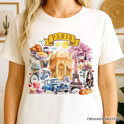 Artistic Paris Culture and Landmarks T-Shirt, Classical France Tee and Souvenir