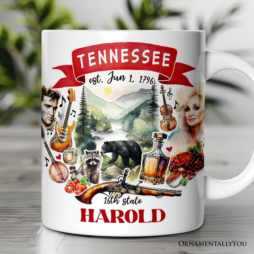 Artistic Tennessee State Themes and Landmarks Personalized Mug With Custom Name