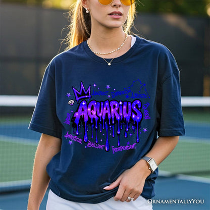 Aquarius Graffiti Zodiac T-Shirt, Street Style Astrology Horoscope Tee