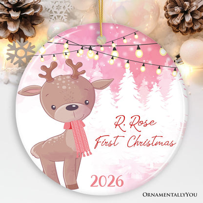 Baby Reindeer First Christmas Male and Female Personalized Ornament