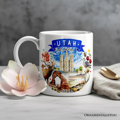 Artistic Utah State Themes and Landmarks Personalized Mug With Custom Name