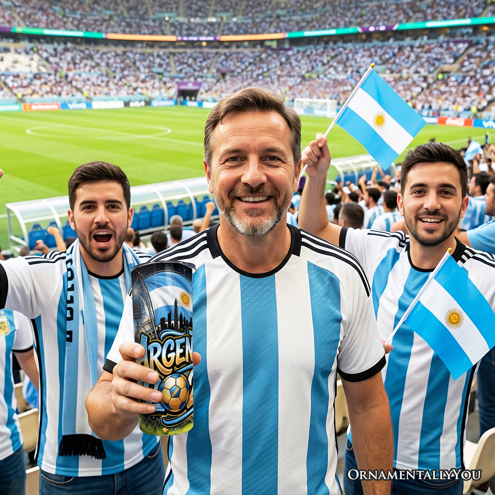 Argentina 2026 Soccer Cup Global Championship 20oz Tumbler With Lid and Stainless Steel Straw, Fans Football Gift Cup