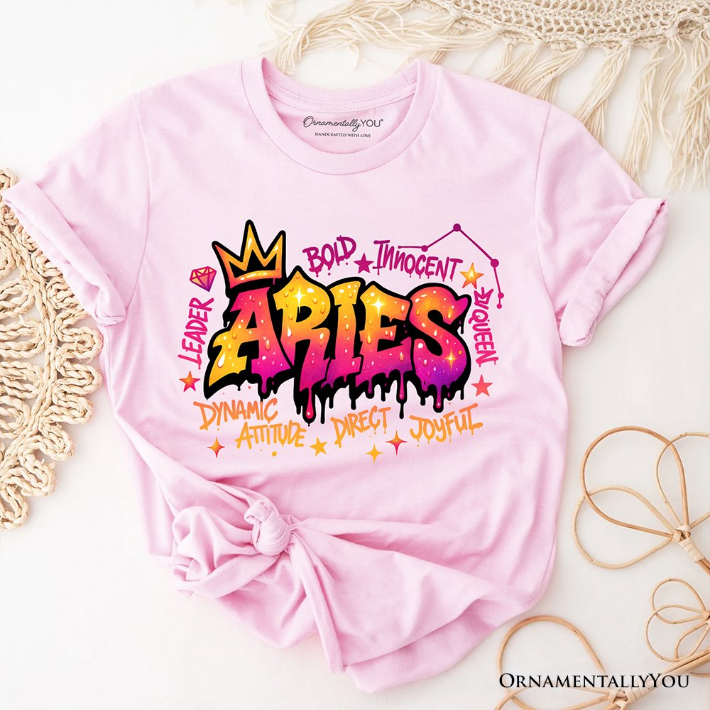 Aries Graffiti Zodiac T-Shirt, Street Style Astrology Horoscope Tee