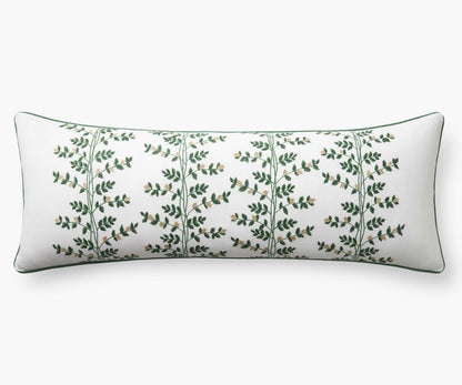 Embroidered Lumbar Pillow Cover - Climbing Vines White