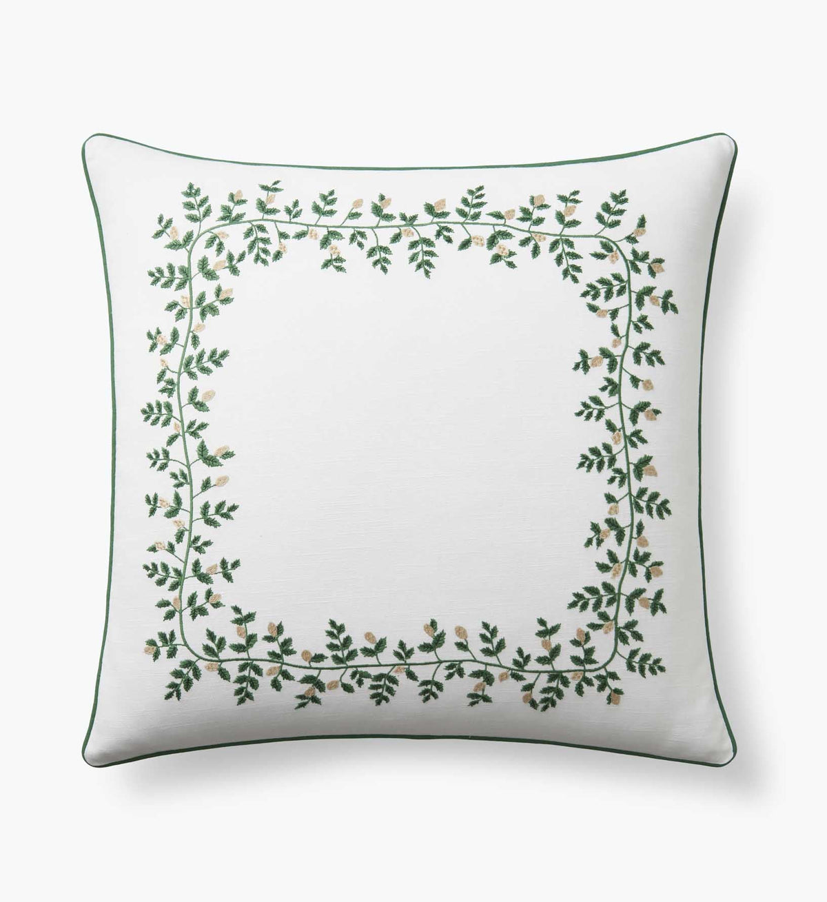 Embroidered Pillow Cover - Climbing Vines White