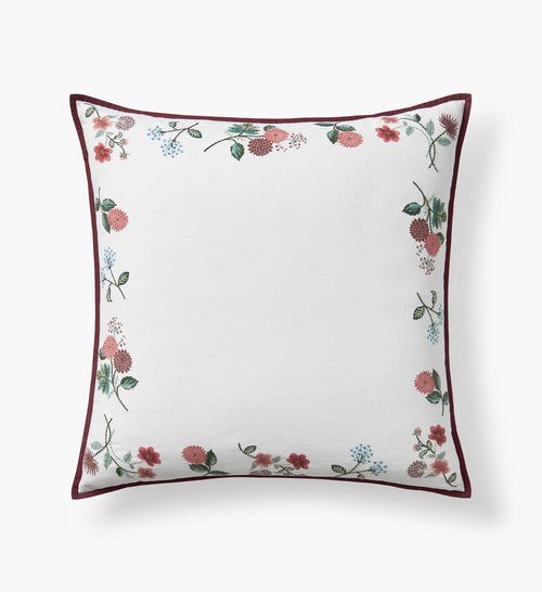 Embroidered Pillow Cover - Dahlia Ivory