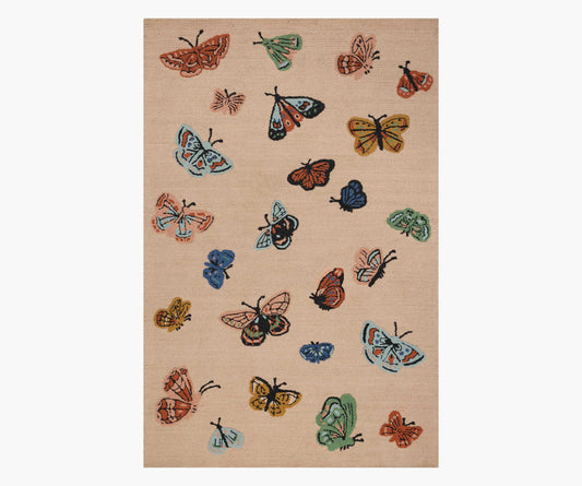 Highgrove Butterfly House Wool Hooked Rug - Blush